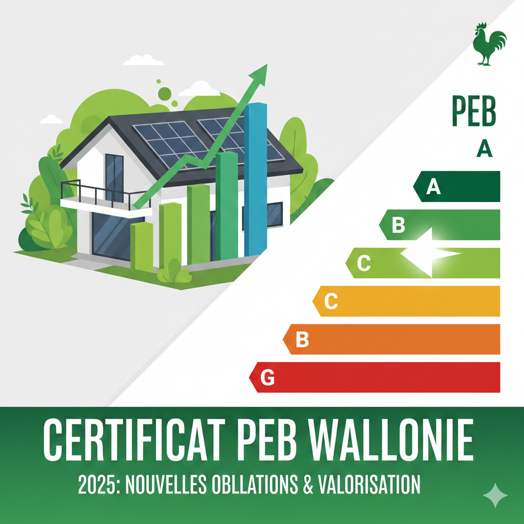 Graphique du certificat PEB Wallonie 2025 pour l'immobilier.